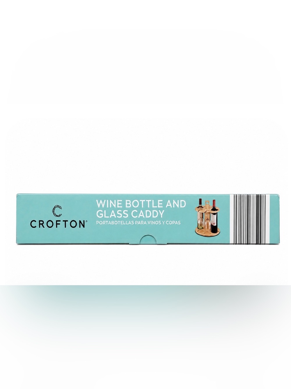 Crofton Wine Bottle & Glass Caddy | Bamboo Holds 2 Bottles & 4 Glasses | NIB - Picture 2 of 3